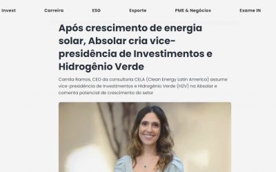 Após crescimento de energia solar, Absolar cria vice-presidência de Investimentos e Hidrogênio Verde