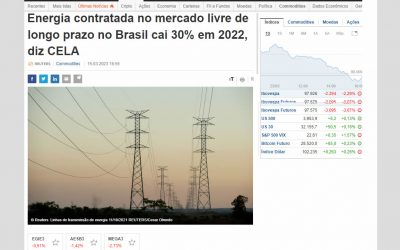 Energia contratada no mercado livre de longo prazo no Brasil cai 30% em 2022, diz CELA