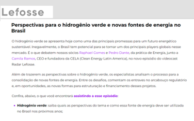 Perspectivas para o hidrogênio verde e novas fontes de energia no Brasil