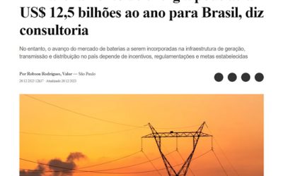 Armazenamento de energia pode atrair US$ 12,5 bilhões ao ano para Brasil, diz consultoria